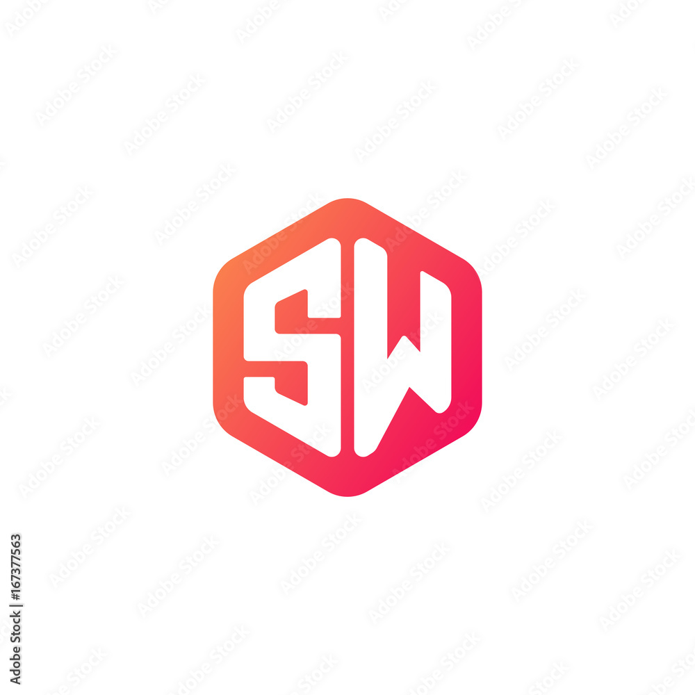 Initial letter sw, rounded hexagon logo, gradient red orange colors
Initial letter sw, rounded hexagon logo, gradient red orange colors