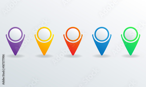 Map pointers set. Vector illustration of colorful pointers.