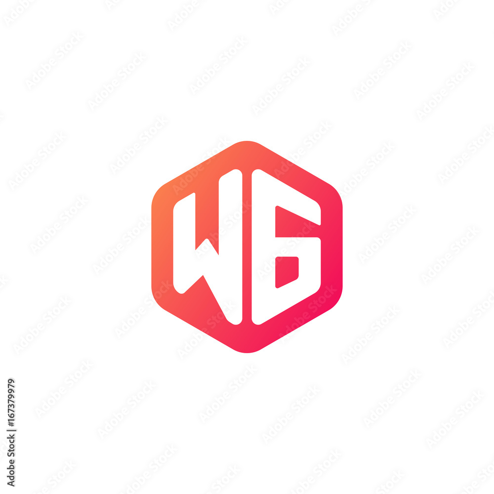 Initial letter wg, rounded hexagon logo, gradient red orange colors
Initial letter wg, rounded hexagon logo, gradient red orange colors