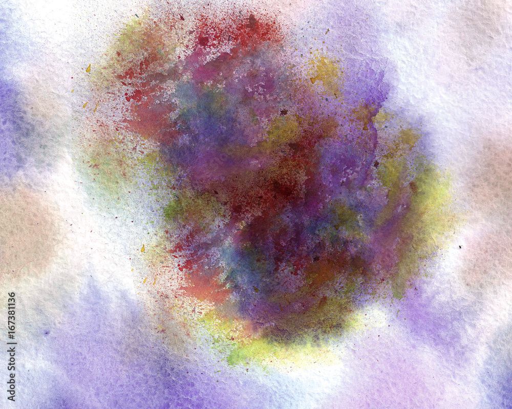 Fototapeta premium Colorful watercolor stain. Paper textured. Hand made painting background.