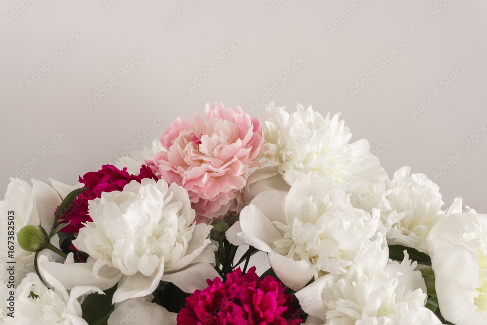 Lush fragrant bouquet of peonies. Lush fragrant bouquet of peonies.