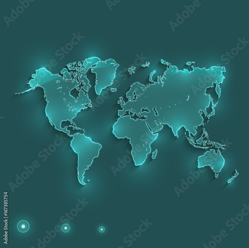 World map light neon vector