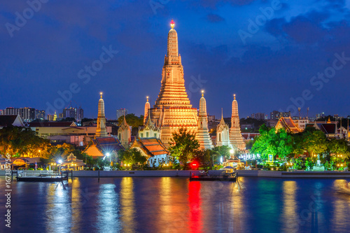 Wat arun night view temple in bangkok  Thailand