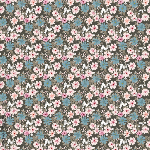 Elegant gentle trendy pattern in small-scale flower. Millefleurs. Liberty style. Floral seamless background for textile, cotton fabric, covers, manufacturing, wallpapers, print, gift wrap and scrapboo photo