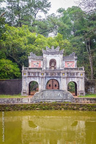 The gate of the ruin pagoda in Hue Vietnam. Tu Dam pagoda