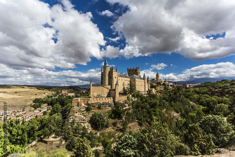 View of castle in Segovia, Spain