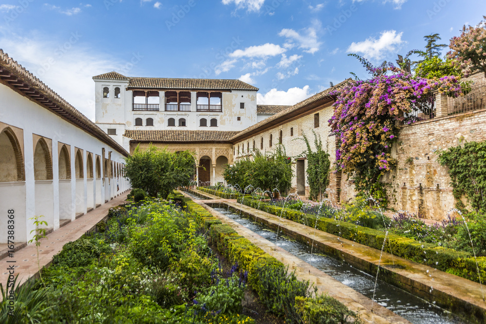 Inner yard of Alhambra castle in Granada