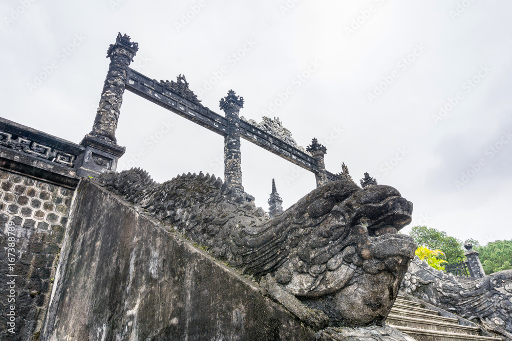 The Dragon rock in Khai Dinh tomb at Hue Vietnam