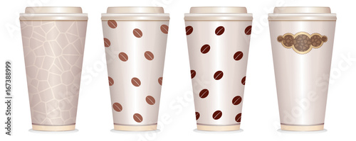 Paper coffee cup set. Vector EPS10 illustration