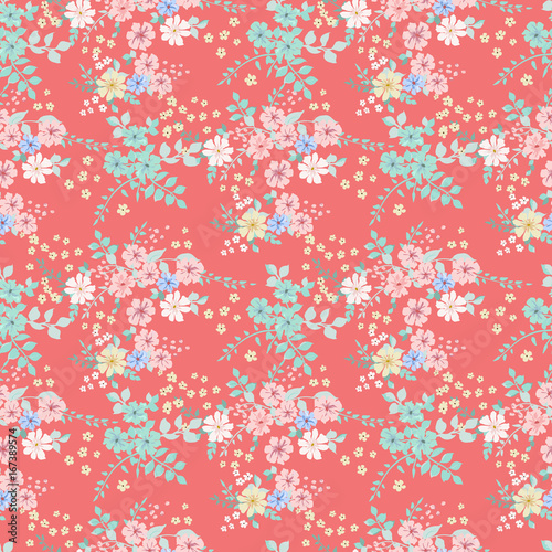 Elegant gentle trendy pattern in small-scale flower. Millefleurs. Liberty style. Floral seamless background for textile, cotton fabric, covers, manufacturing, wallpapers, print, gift wrap and scrapboo