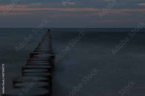 breakwater at sunset 