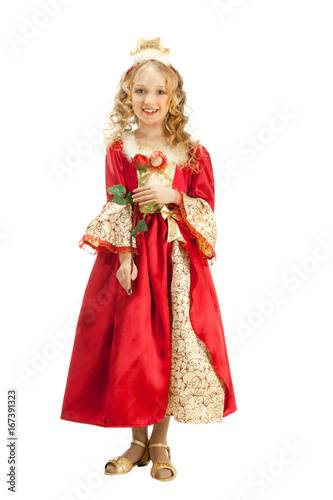 Charming Princess Holding Red Rose