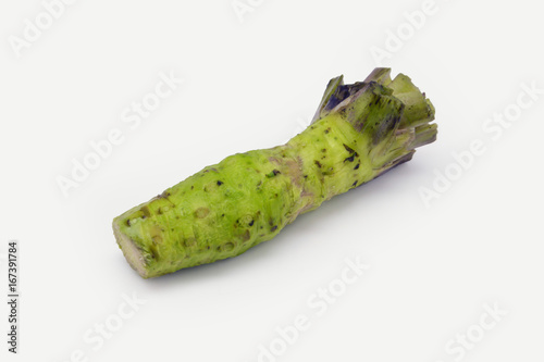 Fresh wasabi on white background photo