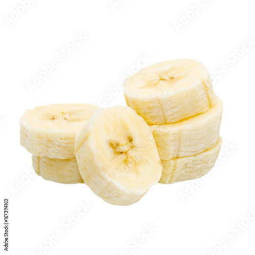 Banana slice isolated on white background