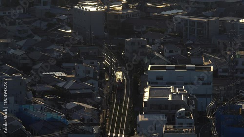 A railway passing through the city area in Tokyo - video 4K UHD