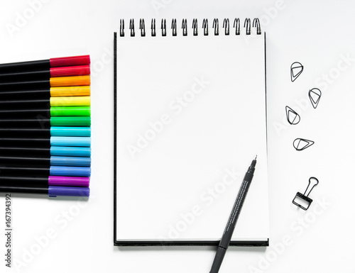 Desk mockup with sketchbook