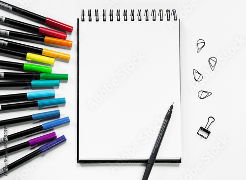 Desk mockup with sketchbook