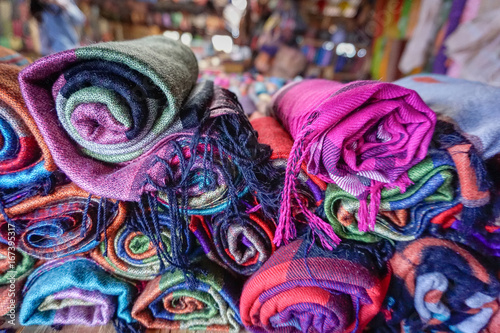 Colorful fabric in the department store