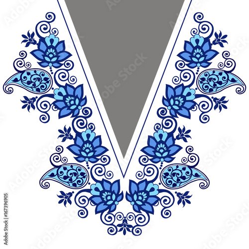 Paisley decorative border. Vector design for collar shirts, blouses