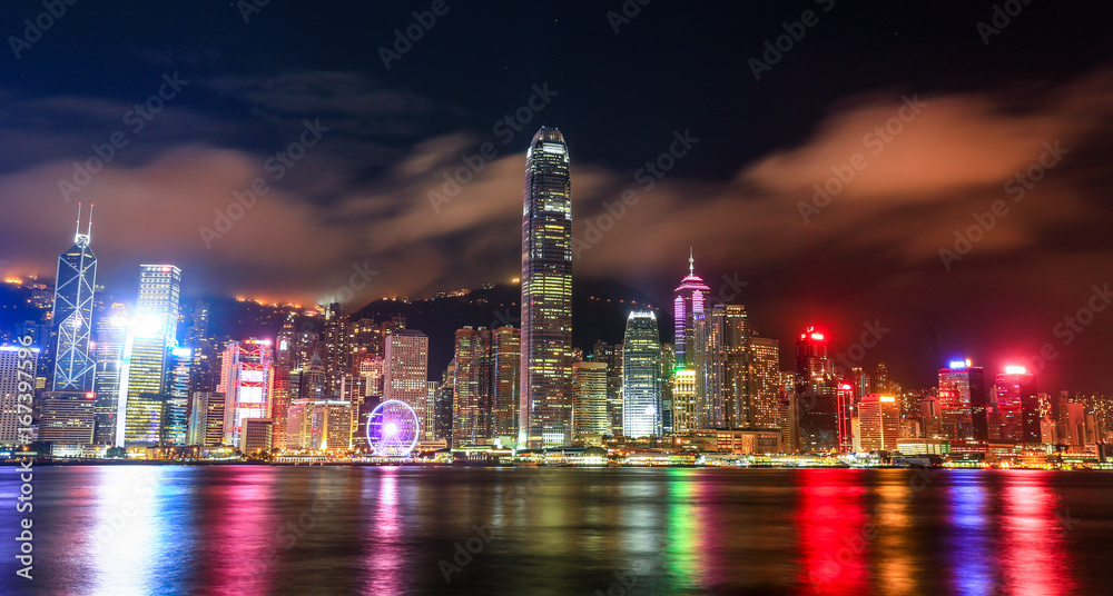 Naklejka premium Hong Kong Victoria Harbor night view