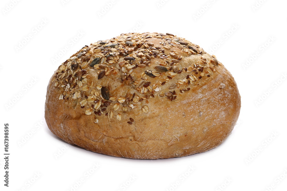 wheat bread with mixed seeds isolated on white background wheat bread with mixed seeds isolated on white background
