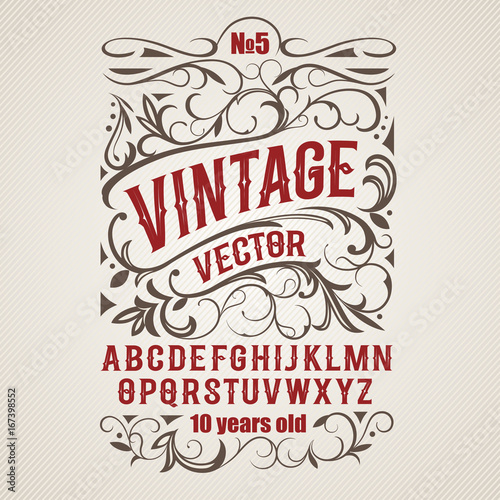 Vintage label font. Alcohol label style.