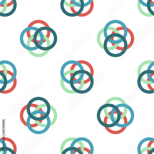 Pattern of multicolored circles on white background