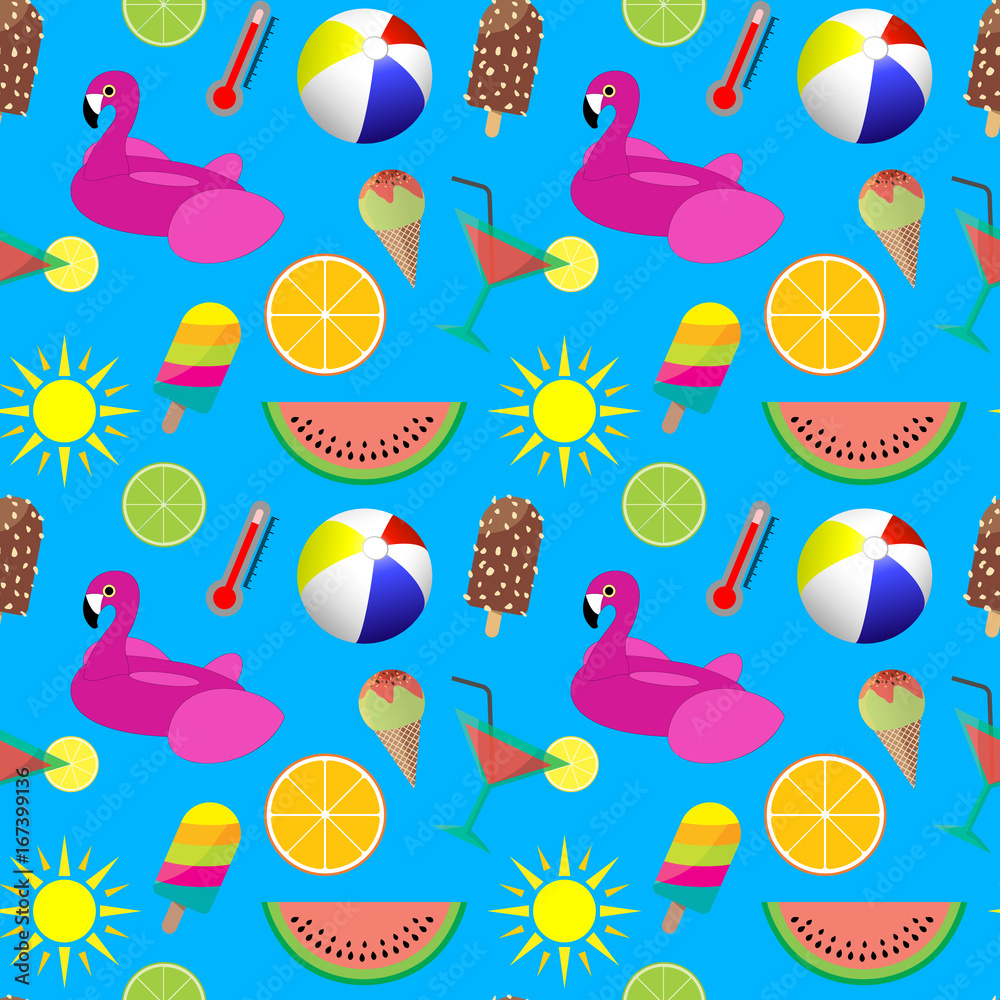 Colorful Summer Seamless Pattern - Vacation, Holidays Colorful Summer Seamless Pattern - Vacation, Holidays