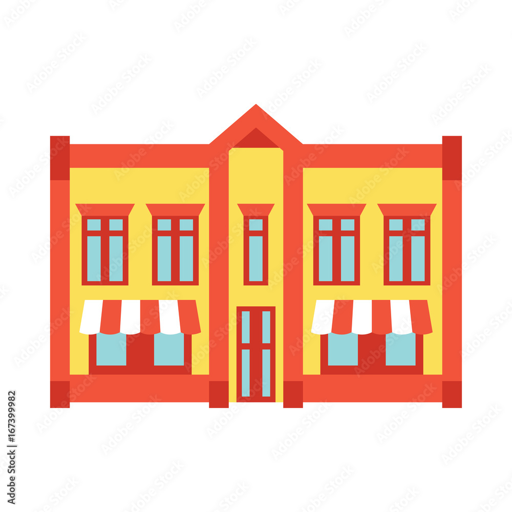 Store shop front window building color icon