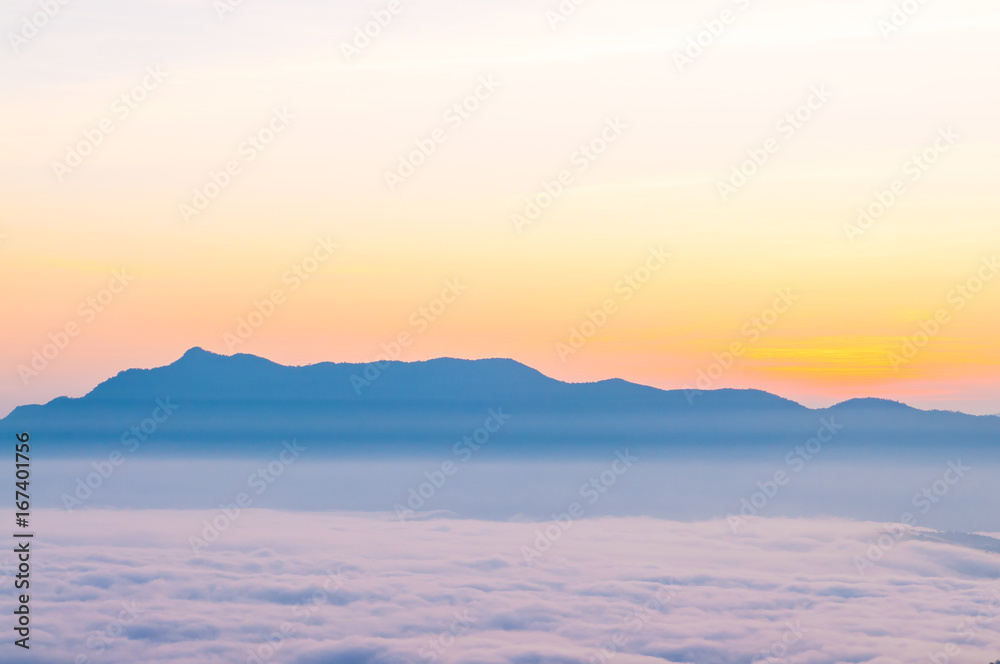 Fog on mountain in the morning.