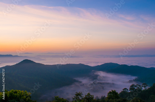 Fog on mountain in the morning. © toptop28