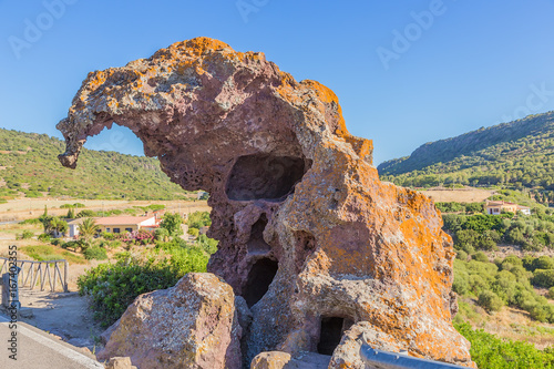 Sardinia, Italy. Roccia del Elephante (Elephant Stone) - a natural rock in the form of an elephant with an ancient tomb carved inside photo