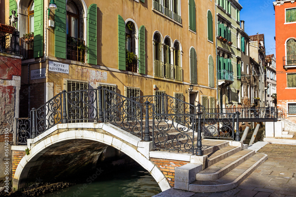 Bridge over a canal in Venice, Italy