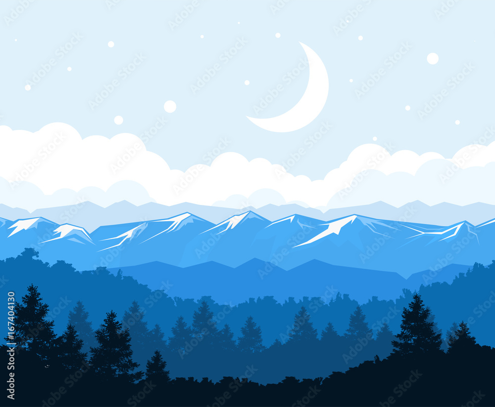 Fototapeta premium Mglisty las u podnóża gór - krajobraz skały