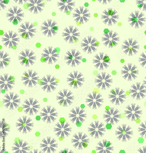 Flower and hexagon pattern. Seamless vector background