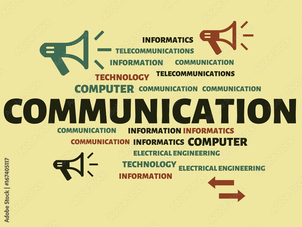 COMMUNICATION - image with words associated with the topic COMMUNICATION TECHNOLOGY, word, image, illustration COMMUNICATION - image with words associated with the topic COMMUNICATION TECHNOLOGY, word, image, illustration