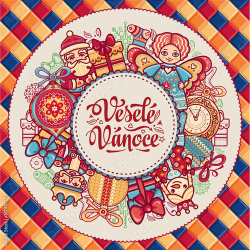Vesele Vanoce. Vector. Czech language. Warm 