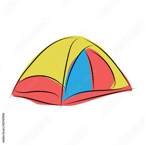 graphic design editable for your design, hand drawn camping tent isolated on white background. Vector Illustration. 