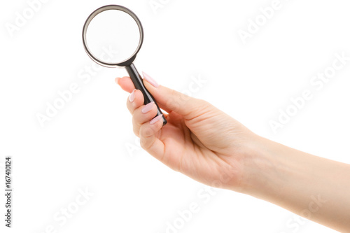 Magnifier woman's hand 