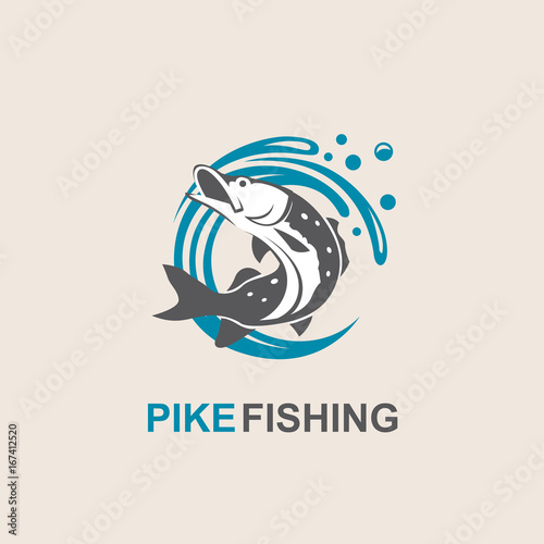 icon of pike fish with waves