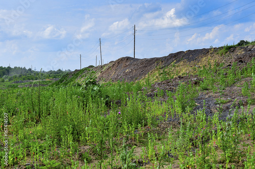 Production area with road and rocks