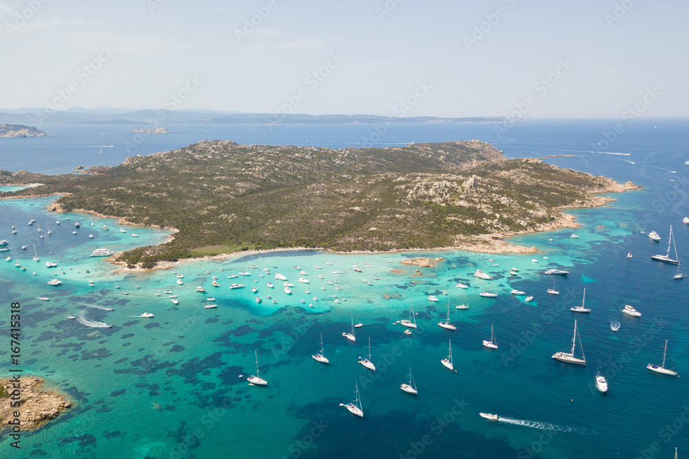 Aerial view of  Budelli island, Maddalena archipelago. Sardinia