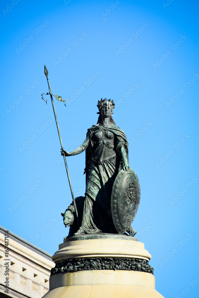 A beautiful statue guarding San Francisco's City Hall