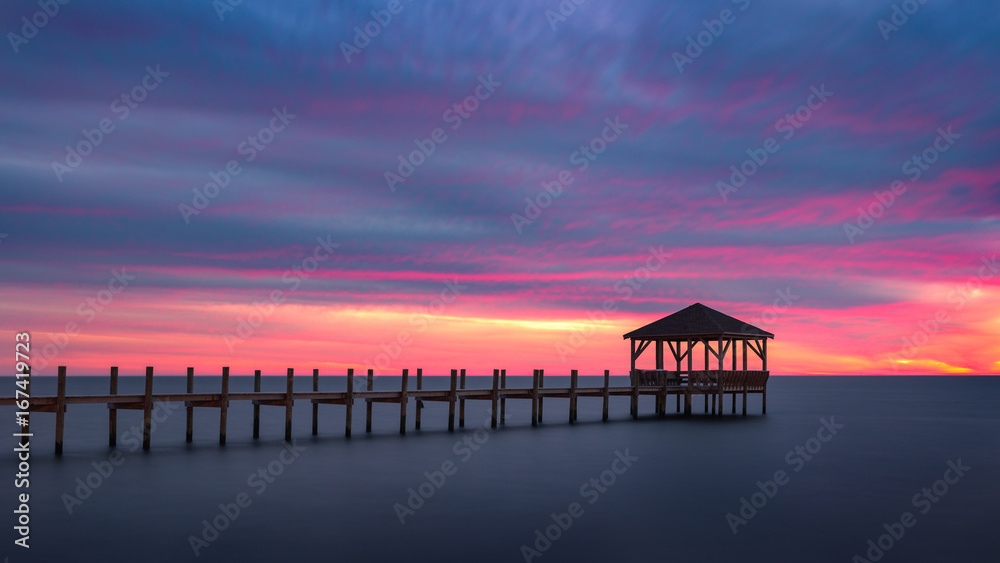 Sunset over gazebo, Pamlico Sound, Outer Banks, North Carolina Sunset over gazebo, Pamlico Sound, Outer Banks, North Carolina