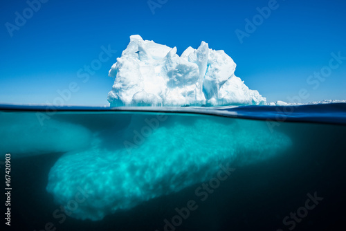 Underwater ice floe edge formations on a sunny day, Admiralty Sound, Baffin Island, Canada.