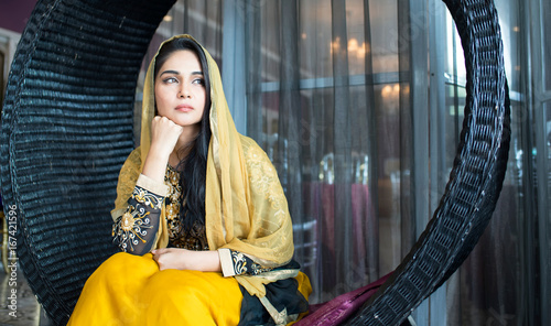 Photography Portrait of beautiful woman arabic style fashion look.