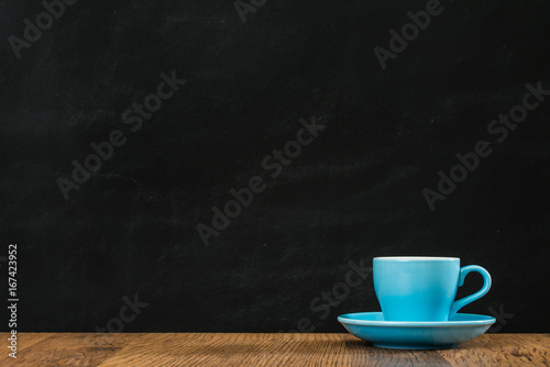 blue ceramic coffee cup set with blank black