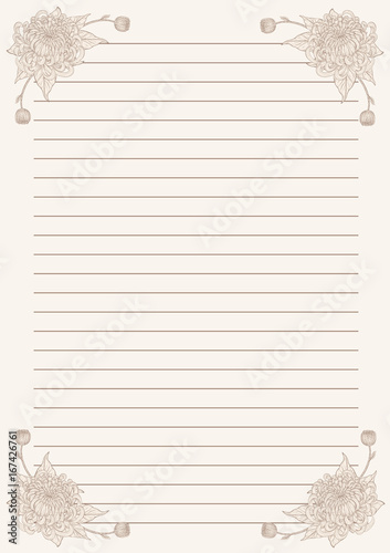 Vintage letter paper from vector.Blank worksheet excercise book.