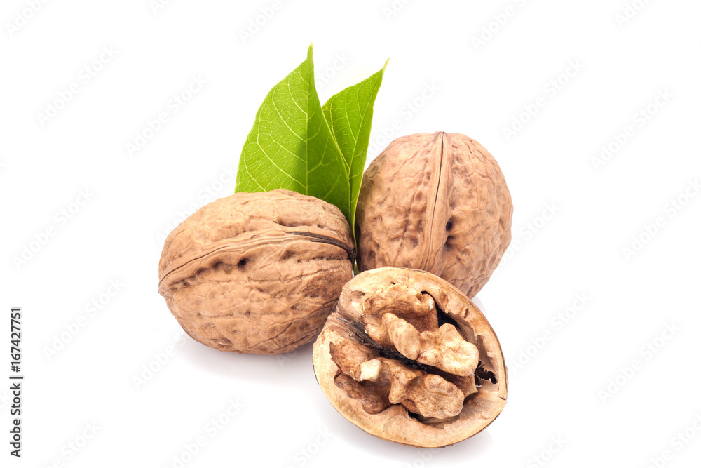 Walnuts with leaves Walnuts with leaves
