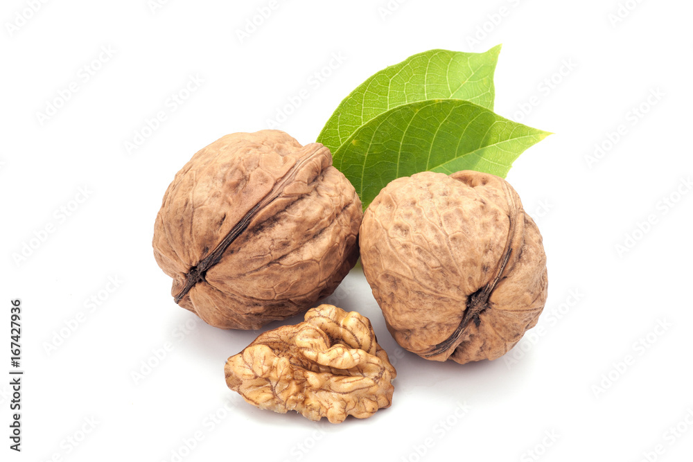 Walnuts with leaves Walnuts with leaves